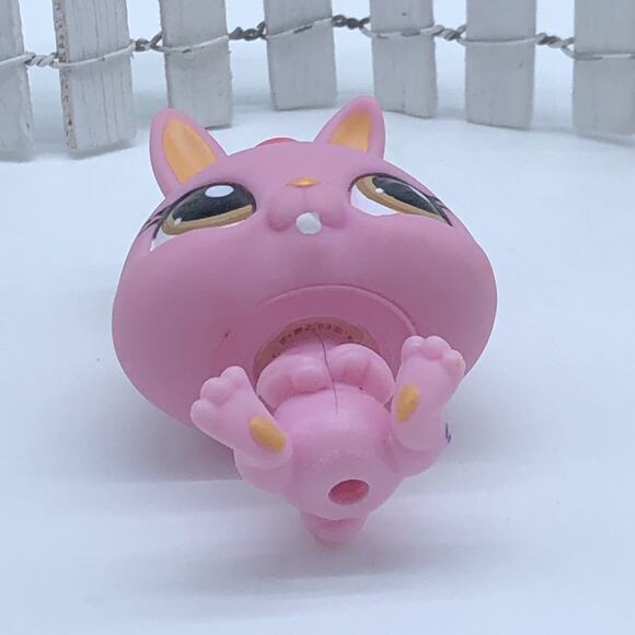 BUNNY RABBIT #1770 - Authentic Littlest Pet Shop - Hasbro LPS Pink Tan Eyes - Picture 4 of 4